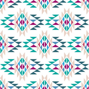 Renkli muhteşem kabile boho Meksika geometrik baskısı. Soyut dikişsiz Aztek, Maya deseni. Etnik hipster kökenli Hintli Latin kökenli. Vektör düz resimleme. 