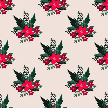 Mutlu Noeller. Çiçekli bayram sanat geçmişi. Noellerde noktasız desenler, çiçekler, böğürtlen, kar taneleri. Eşsiz el çizilmiş kış çiçeği şablonu kağıt taşıyıcı illüstrasyonu