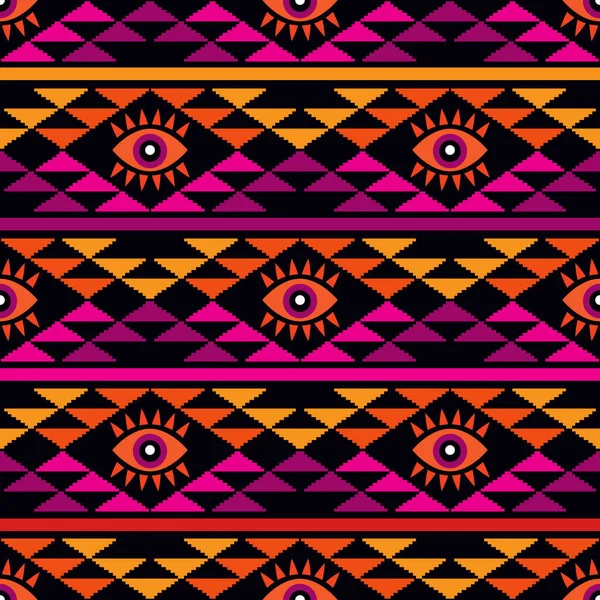 Красочный Удивительный Племенной Бохо Мексиканский Геометрический Отпечаток Абстрактный Бесшовный Ацтек — стоковый вектор