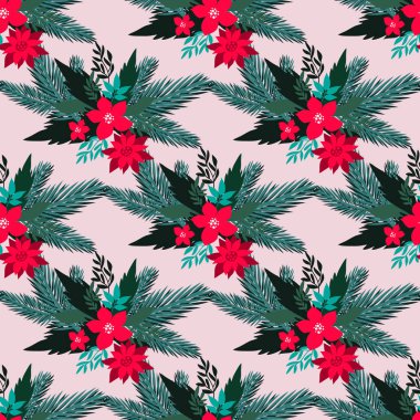 Mutlu Noeller. Çiçekli bayram sanat geçmişi. Noellerde noktasız desenler. Noktalı, çiçekli, kar taneli. Eşsiz el çizimi kış çiçeği tasarımı Vektör çizimi