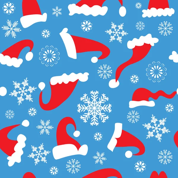 圣诞快乐与新年无缝图案 圣诞礼帽 雪花圣诞艺术 冬季节庆背景模板设计 圣诞矢量图解 — 图库矢量图片