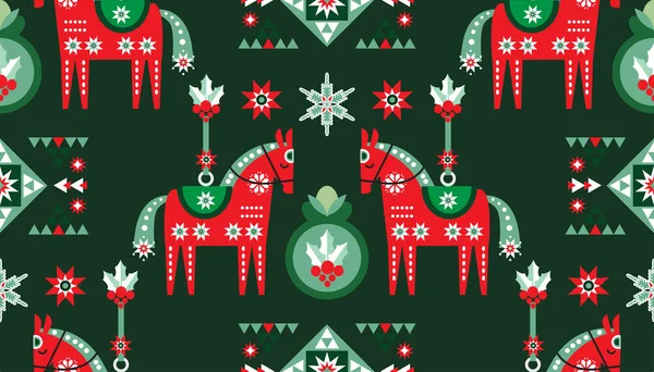 Joyeux Noël Bonne Année Motif Sans Couture Avec Des Cerfs — Image vectorielle