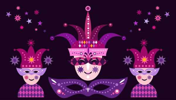 Carniva Maskl Happy Mardi Gras Праздничный Маскарад Фоне Шутника Масленица — стоковый вектор