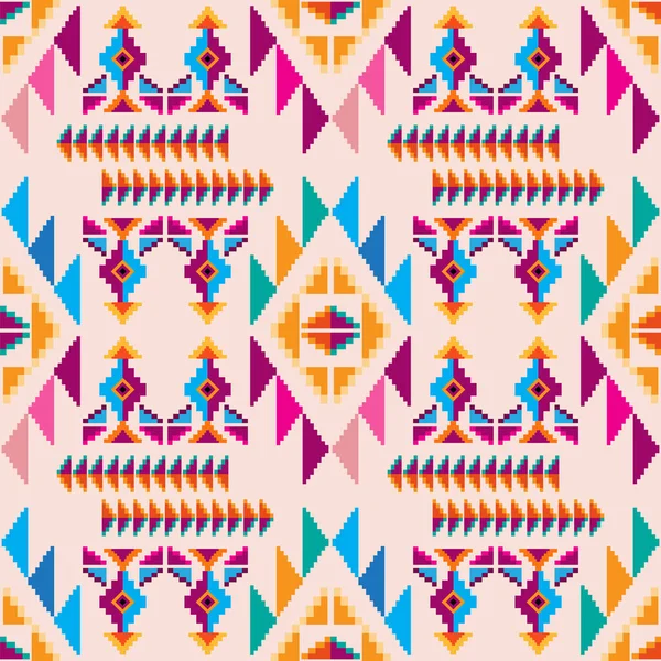 Färgglada Awesome Tribal Boho Mexikanska Geometriska Tryck Abstrakt Sömlös Aztekisk — Stock vektor