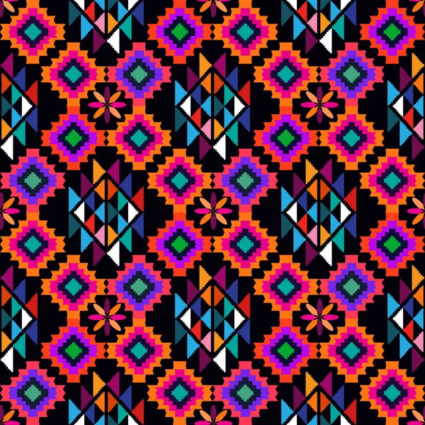 Colorido Impresionante Impresión Geométrica Tribal Boho Mexicana Abstracto Azteca Sin — Vector de stock