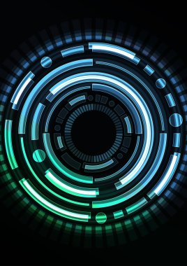 mavi soyut çember arkaplan, dijital üst üste katman çizgisi, siber teknoloji tasarım şablonu, hız çubuğu konsepti, vektör illüstrasyonu