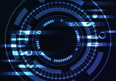 mavi soyut çember arkaplan, dijital üst üste katman çizgisi, siber teknoloji tasarım şablonu, hız çubuğu konsepti, vektör illüstrasyonu