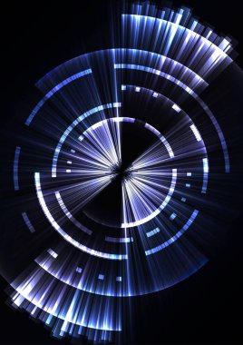 koyu mavi soyut çember arkaplan, dijital katman çizgisi, basit teknoloji tasarım şablonu, vektör illüstrasyonu