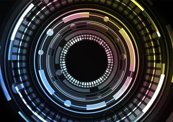 Metalik soyut çember arka planı, dijital üst üste katman çizgisi, siber teknoloji tasarım şablonu, hız çubuğu konsepti, vektör illüstrasyonu