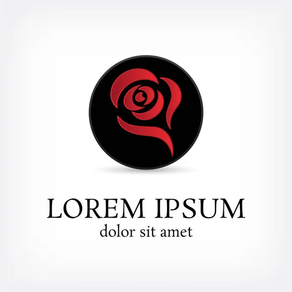 Red Rose Vector Logo Design Template Beauty Icon Curve Floral — Vector de stock