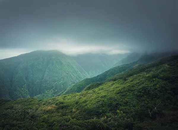 Beautiful View Green Hills Hawaii Oahu Island Hiking Mountains Landscape — Fotografia de Stock