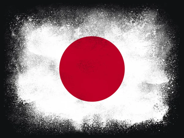 Japan Flag Design Composition Exploding Powder Paint Isolated Black Background — Φωτογραφία Αρχείου