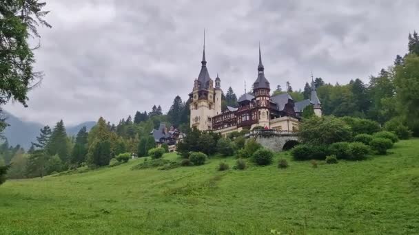 Famous Peles Castle Former Residence Carol First King Romania Sinaia — Stock Video
