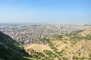 Nahargarh Fort'tan Jaipur şehrinin Rajasthan, Hindistan'daki görünümü