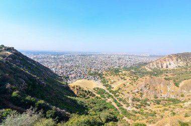 Nahargarh Fort'tan Jaipur şehrinin Rajasthan, Hindistan'daki görünümü