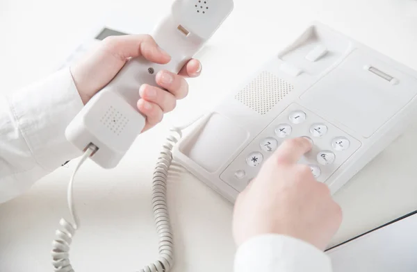Business Girl Calling Büro Telefon — Stockfoto