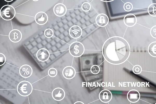 Sieć Finansowa Biznes Internet Technologia — Zdjęcie stockowe