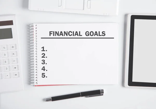 Text Financial Goals Notepad — Stock Photo, Image