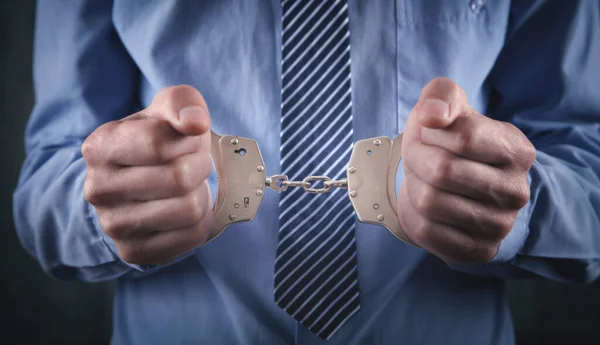Caucasian Businessman Handcuffs Corruption — Stock Photo, Image
