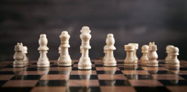 Satranç tahtasındaki satranç taşları. Satranç oyunu