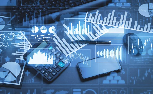 Gráficos Relatório Negócios Gráficos Financeiros Finanças Economia Bancário Mercado Bolsista — Fotografia de Stock