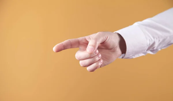 Mano Masculina Señalando Tocando Dedo Pantalla Fotos de stock libres de derechos