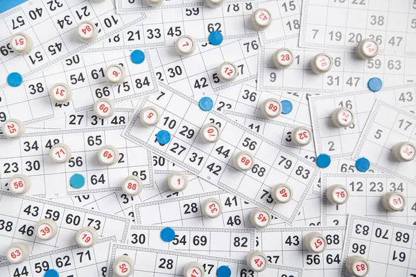 Barriles Con Números Cartas Para Mesa Lotería Juego — Foto de Stock
