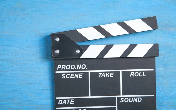 Film Clapper Blauwe Achtergrond — Stockfoto