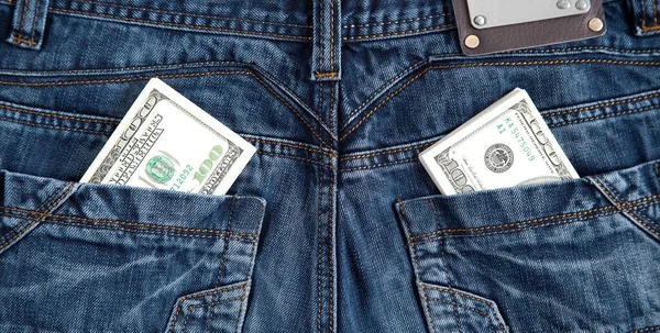 Notas Dólar Bolso Jeans — Fotografia de Stock