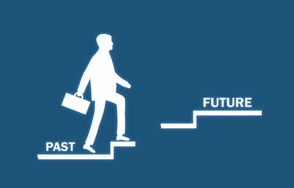 Lidský Symbol Stoupat Minulost Budoucnosti Schodů — Stock fotografie