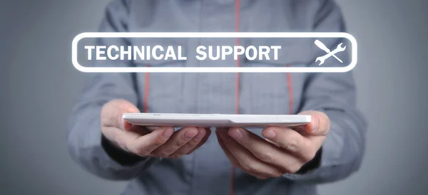 Worker Holding Tablet Computer Technical Support — Stock Photo, Image