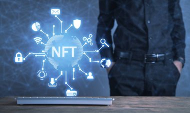 NFT-Fon Fonu Olmayan Jeton. Dijital şifreleme sanatı engelleme teknolojisi