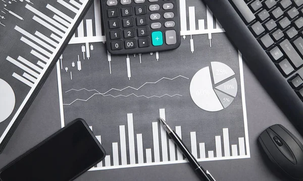 Gráficos Negócios Objetos Negócios Contabilidade — Fotografia de Stock