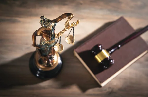 Statue Lady Justice Book Gavel — Stock Photo, Image