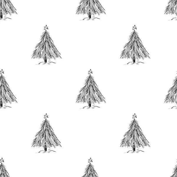 Motif vectoriel sans couture avec des arbres de Noël — Image vectorielle
