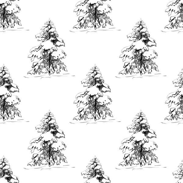 Christmas tree seamless pattern. Spruce seamless texture — Vetor de Stock
