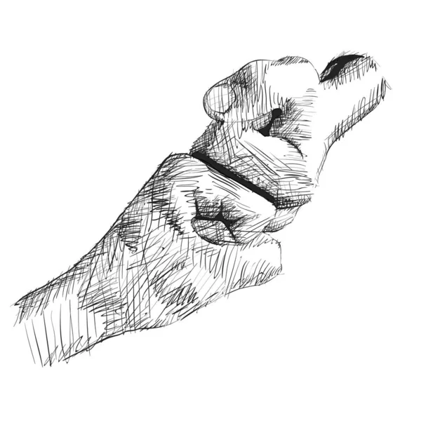 Yumruklarını tokuşturan iki gencin el çizimi. Takım çalışması işbirliği, ortaklık elleri çizim konsepti çizimi çizimi. Beyaz arkaplan ile izole tasarım