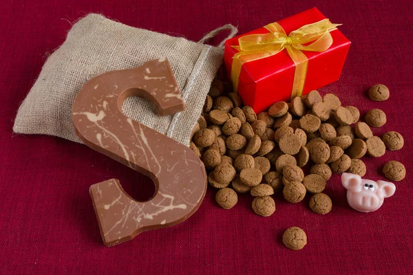 Dutch Sinterklaas Tradition Chocolate Letter Present Bag Candy Called Pepernoten Zdjęcia Stockowe bez tantiem