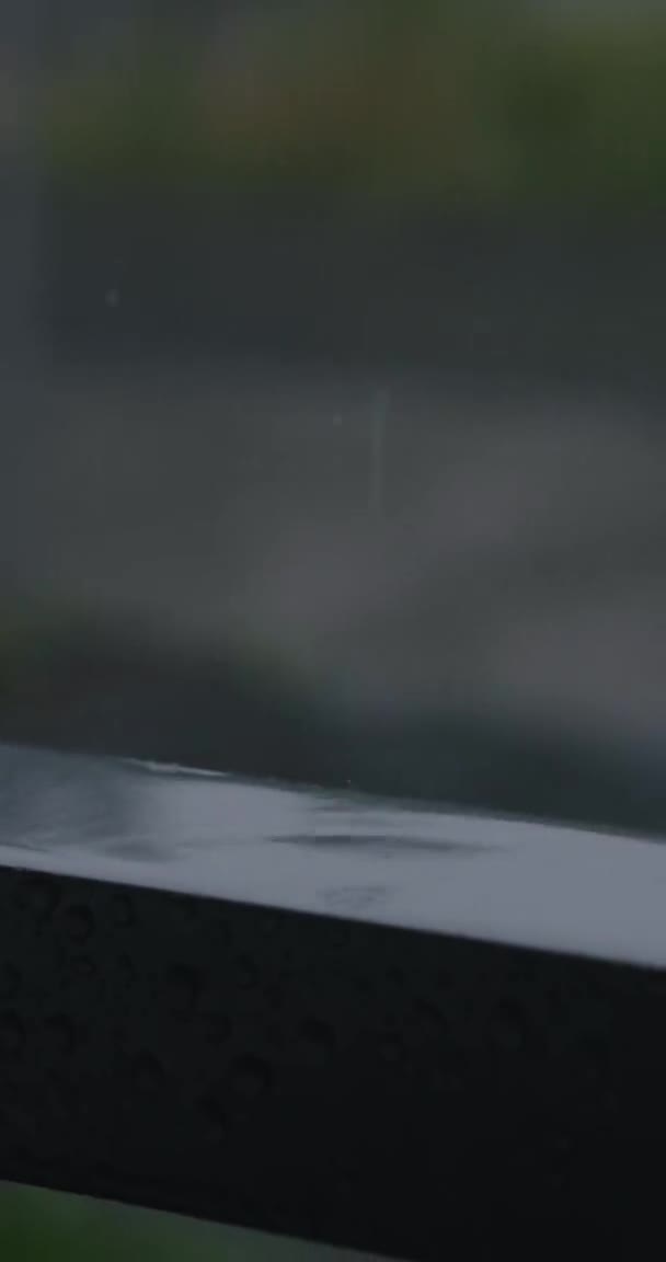 Heavy Rain Slow Motion Close Shot Droplet Water Splash Drop — Stock videók
