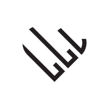 İlk üç harf 3, kalp ana hatlı logo vektörü