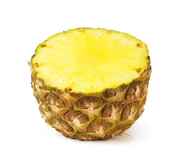 Dojrzała Połowa Ananasa Wyizolowana Białym Tle Świeże Owoce — Zdjęcie stockowe