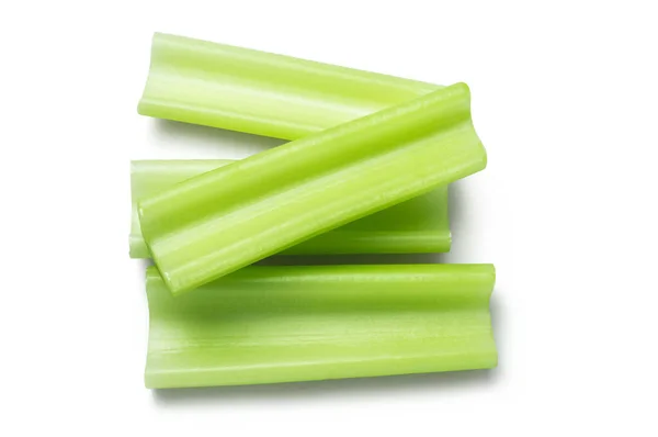 Fresh Sliced Celery Isolated White Background Cooking Ingredients — Zdjęcie stockowe
