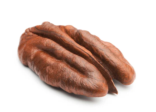 Nozes Isoladas Maduro Descascado Pecan Isolado Branco Fundo — Fotografia de Stock