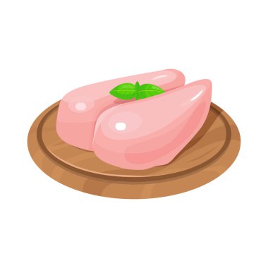 Tahta kesme tahtasında iki çiğ tavuk göğsü fileto