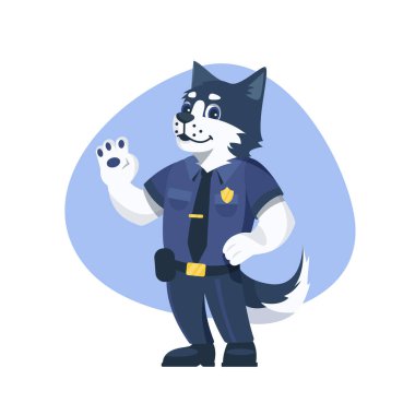 Cartoon dog policeman in uniform. Flat vector illustration