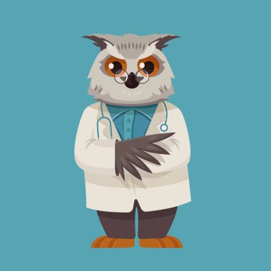 Doctor owl cute cartoon vector animal