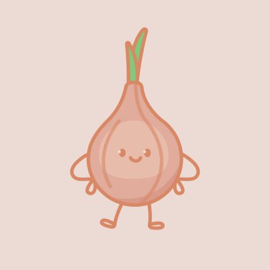Cute onion character. Cartoon vector isolated illustration