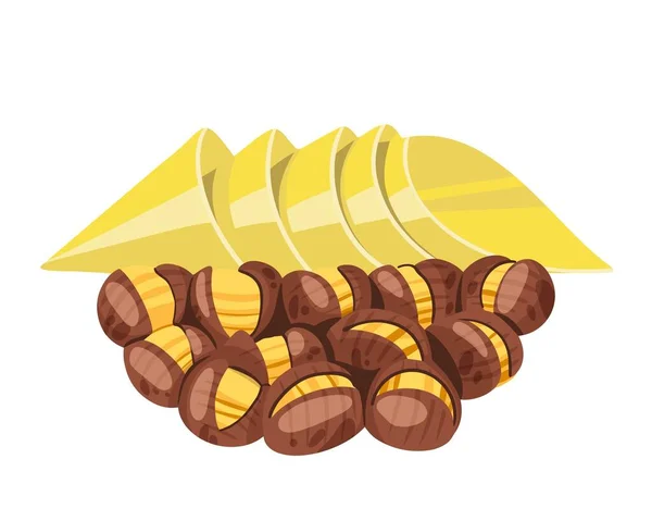 Grilled Chestnuts Paper Bag Sale — Stockvector