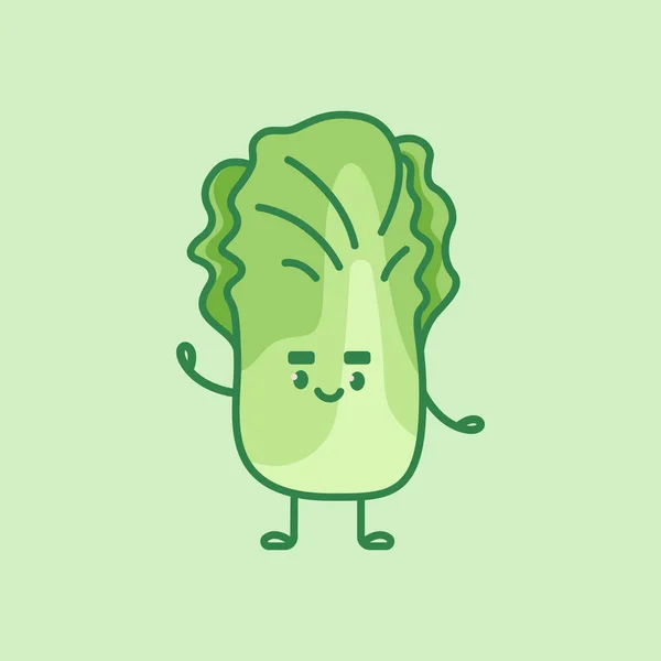 Cute Cabbage Character Cartoon Vector Isolated Illustration — 스톡 벡터