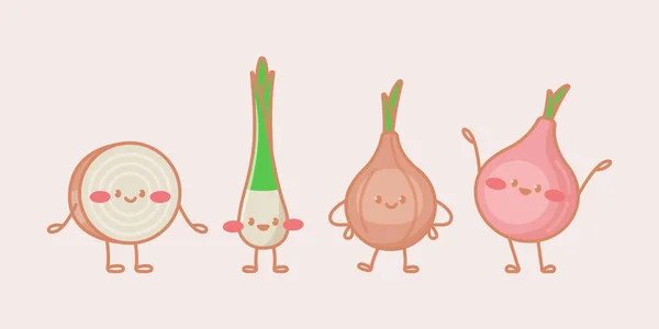 Cute Onion Characters Cartoon Vector Isolated Illustration — Stockvector